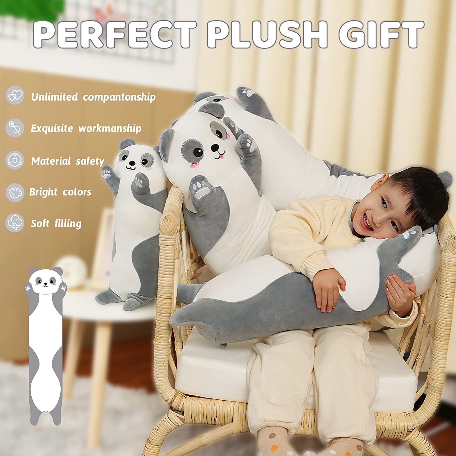 Long Panda Plush Body Pillow